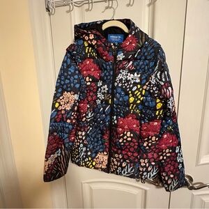 Adidas women black base flowers pattern jacket size S